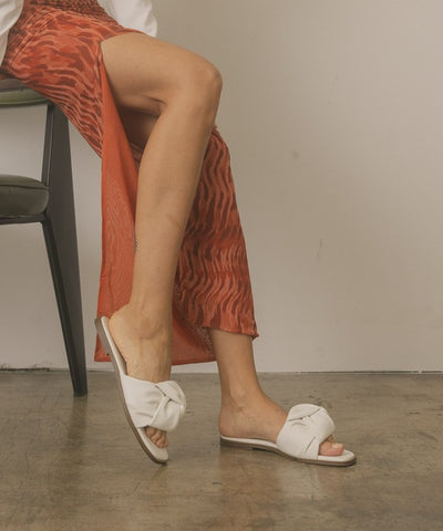 The Zaina White Knotted Slide Sandals