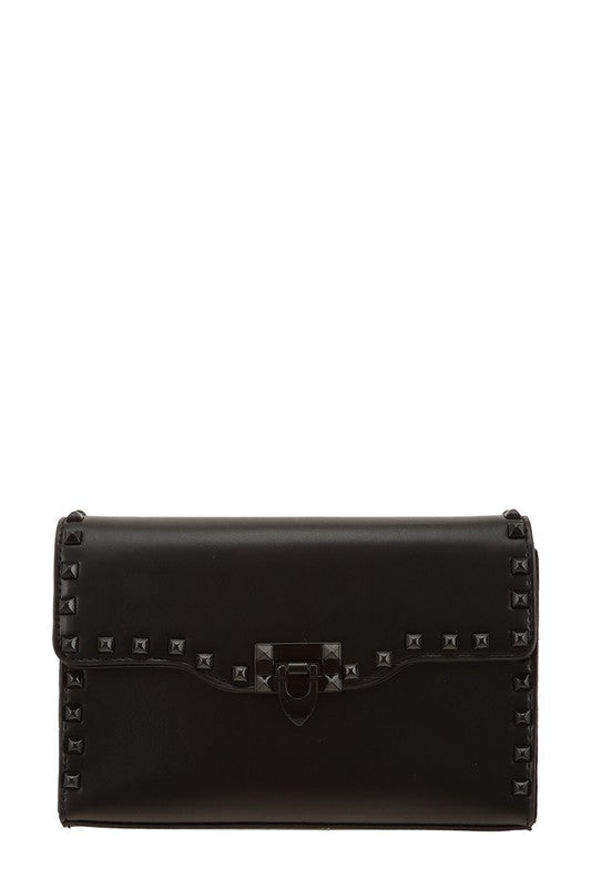 The Tell Me About It Stud Faux Leather Clutch