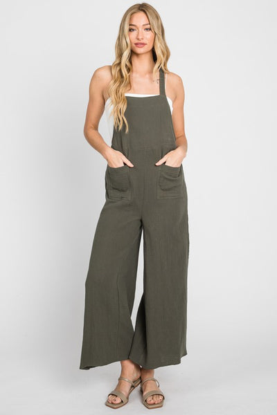 The Only You Olive Cotton Overall Pants