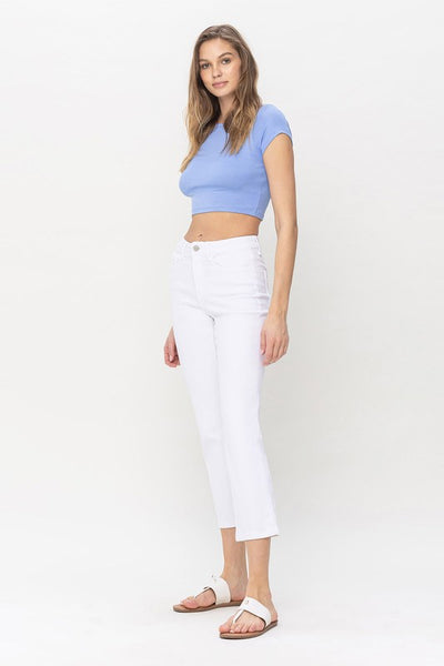 The Bella White High Rise Straight Crop Jeans