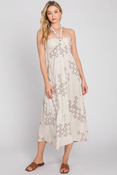 The Gio Printed Halter Neck Maxi Dress