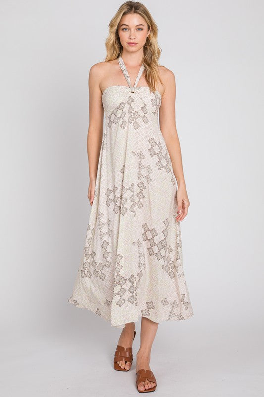 The Gio Printed Halter Neck Maxi Dress