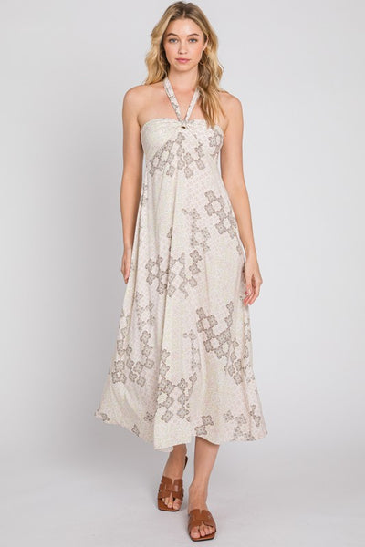 The Gio Printed Halter Neck Maxi Dress