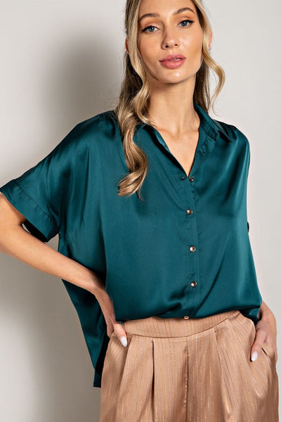 The Zadie Satin Short Sleeve Top