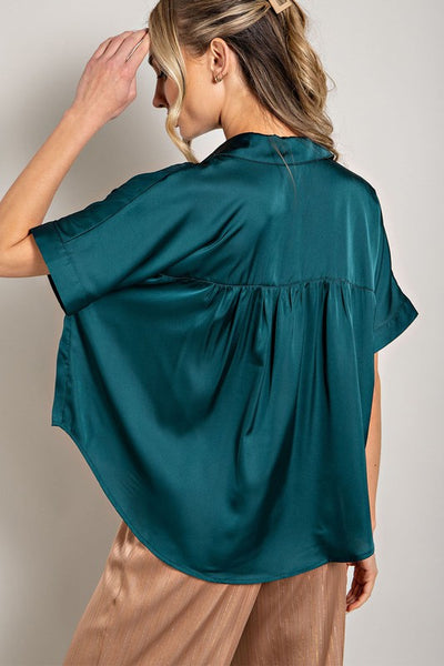 The Zadie Satin Short Sleeve Top