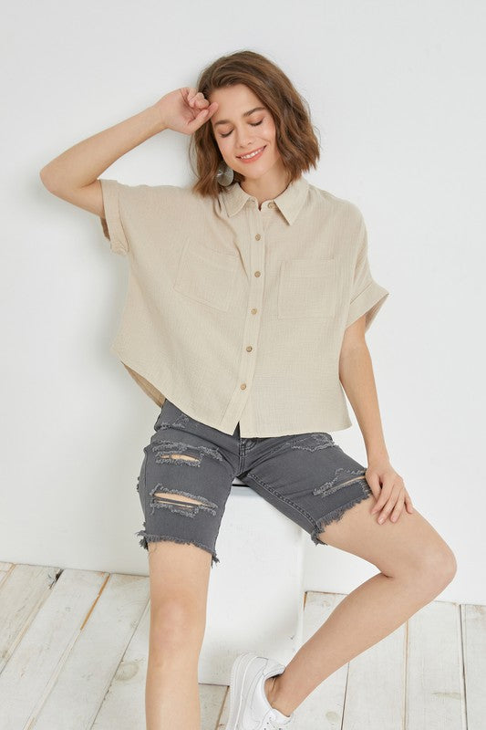The Just Post It Loose Fit Gauze Shirt