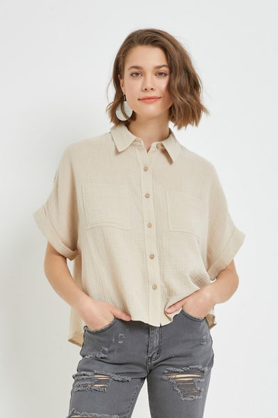 The Just Post It Loose Fit Gauze Shirt