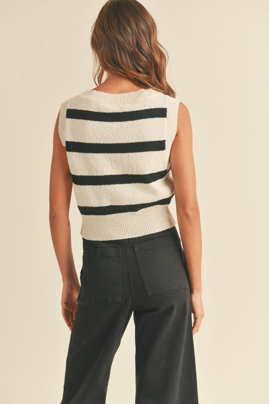 The Seeing Stripes Cream & Black Knitted Vest