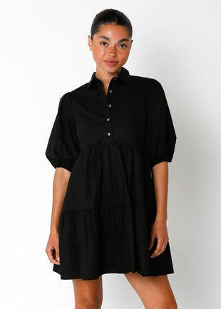 The Leslie Poplin Puff Sleeve Mini Dress