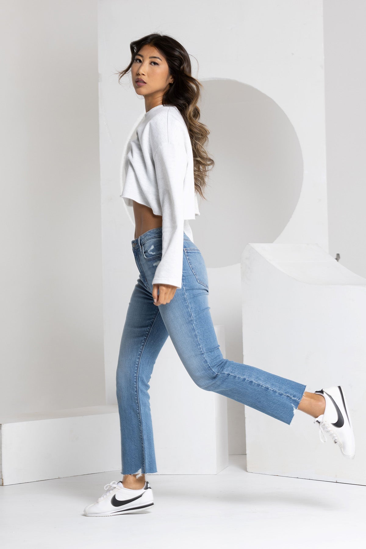 The Emery Double Tap High Rise Cropped Bootcut Jeans
