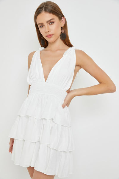 The All Too Well White Tiered Mini Dress
