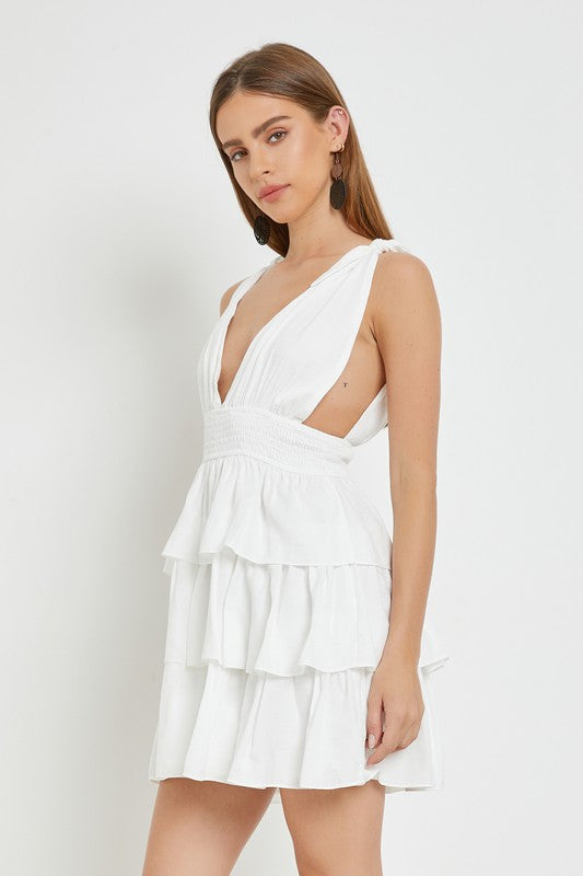 The All Too Well White Tiered Mini Dress