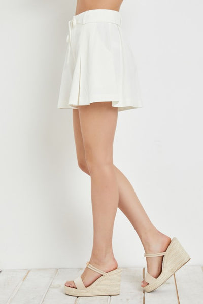 The Lyla White High Rise Pleated Shorts