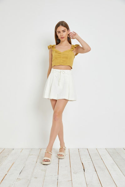 The Lyla White High Rise Pleated Shorts