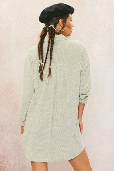 The Lexi Natural Linen Striped Mini Dress