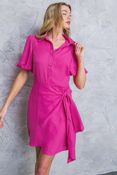 The Pretty In Pink Side Tie Mini Dress