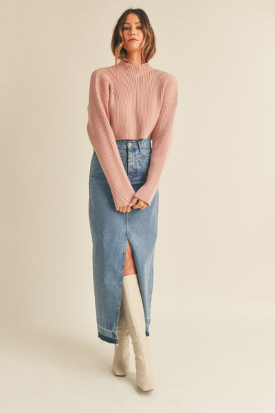The Caroline Long Sleeve Ribbed Crop Sweater