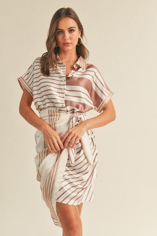 The Wrap It Up Multi Striped Wrap Shirt Dress
