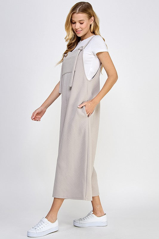 The Running Around Town Textured Oatmeal Overalls