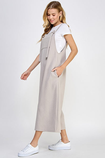 The Running Around Town Textured Oatmeal Overalls