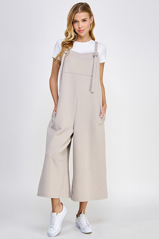 The Running Around Town Textured Oatmeal Overalls