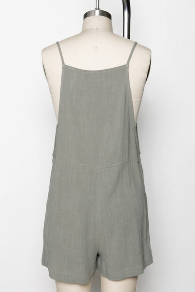 The Cami Oatmeal Linen Blend Overall Romper