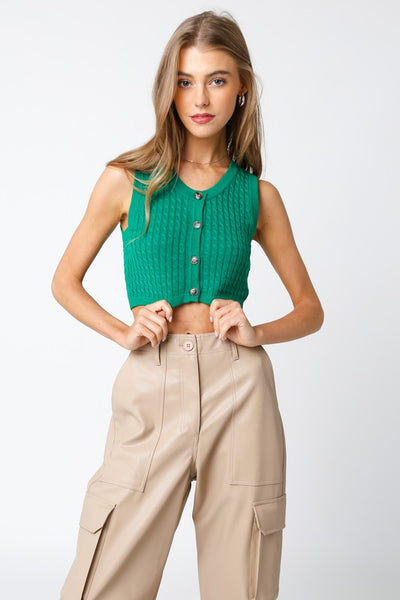 The Korey Kelly Green Knit Cropped Tank