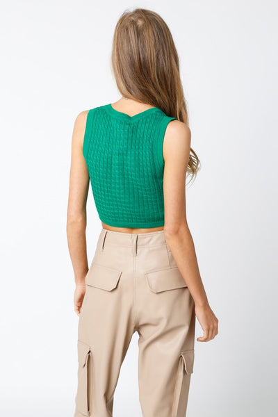 The Korey Kelly Green Knit Cropped Tank