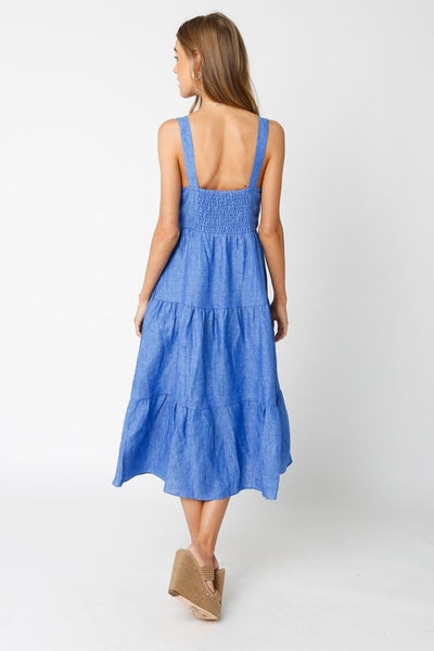 The Margot Denim Button Front Midi Dress
