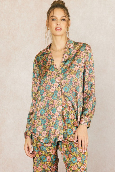 The Remember Me Vintage Floral Satin Shirt