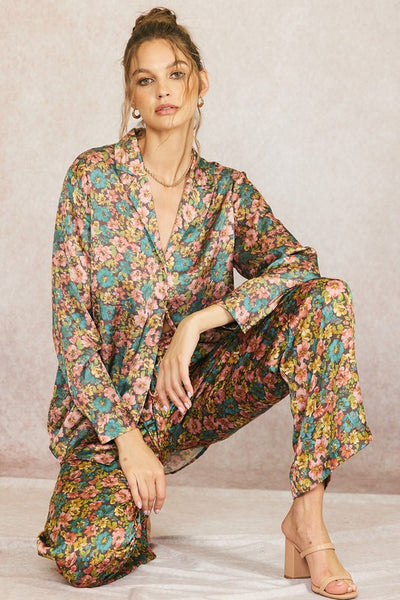 The Remember Me Vintage Floral Satin Shirt