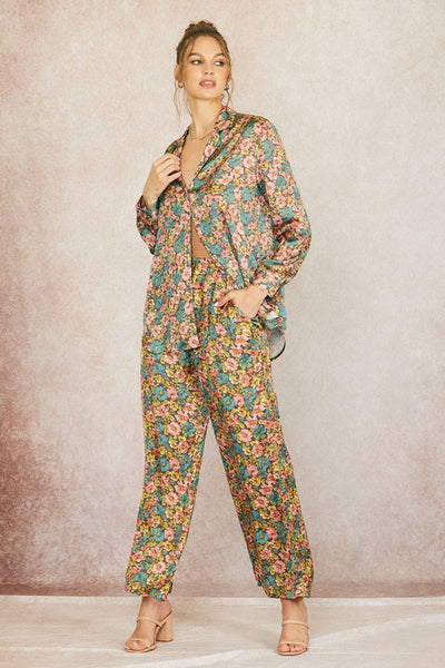 The Remember Me Vintage Floral Satin Shirt