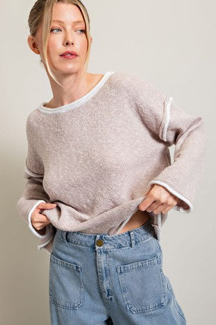 The Inside Out Oatmeal Loose Fit Sweater