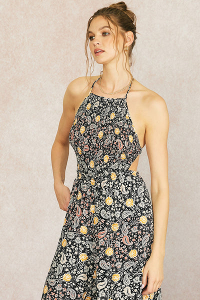 The Pretty In Paisley Wide Leg Halter Jumpsuit