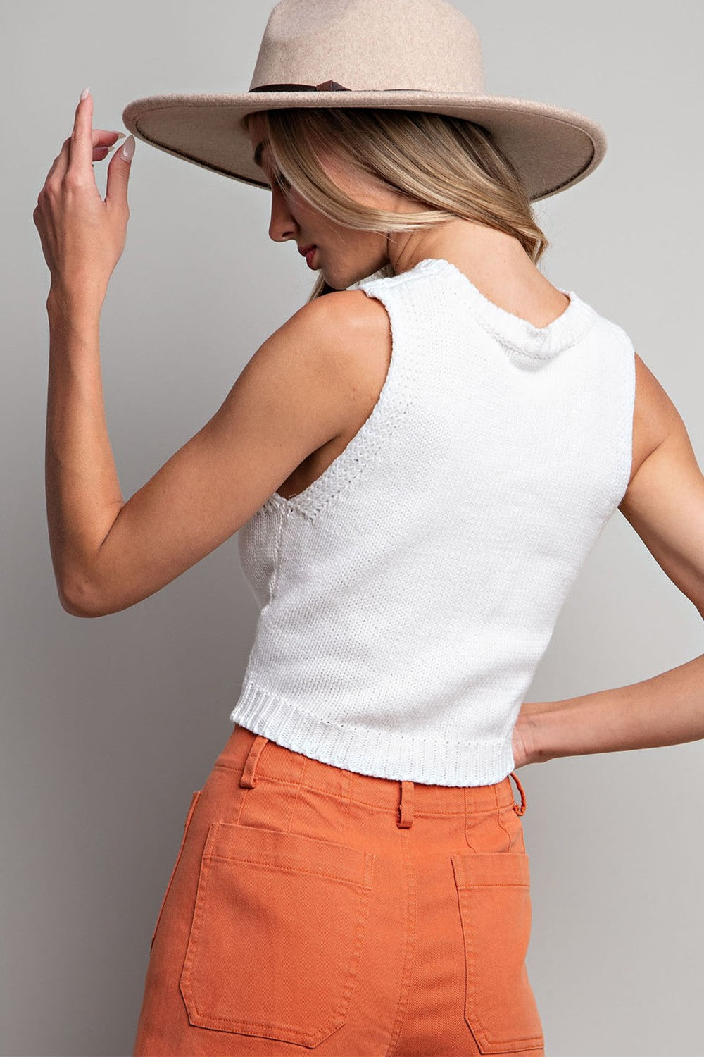 The Top Notch White Knit Sweater Tank Top