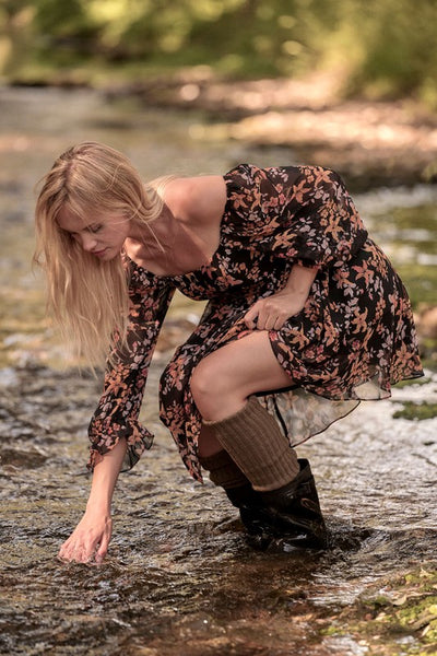 The Fallin For You Black Floral Print Mini Dress