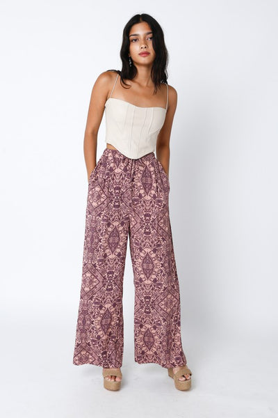 The Connie Mauve Purple Boho Patterned Pants