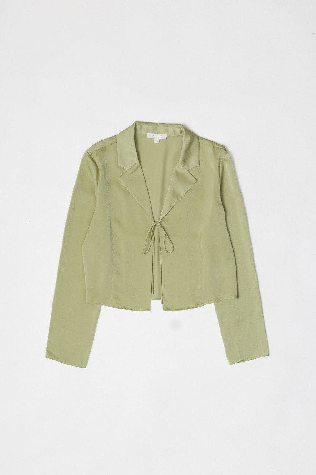 The Irene Sage Satin Tie Front Top