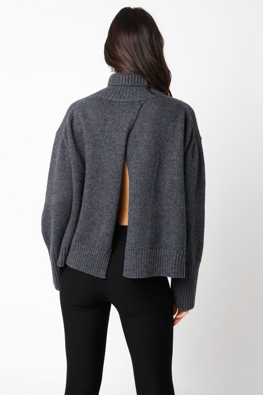 The Mckenna Split Back Turtleneck Sweater