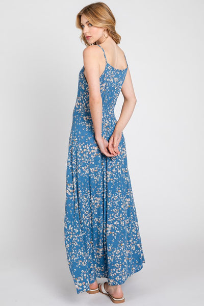 The Holding Onto Summer Blue Floral Maxi Dress