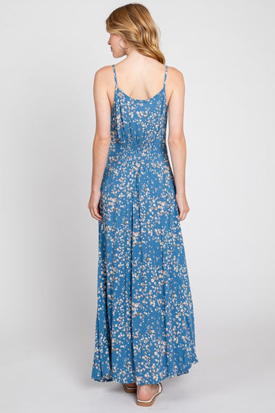 The Holding Onto Summer Blue Floral Maxi Dress
