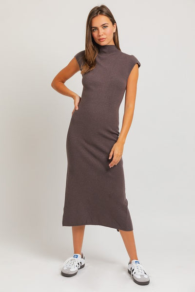 The Cloud Nine Grey Sweater Midi Dress