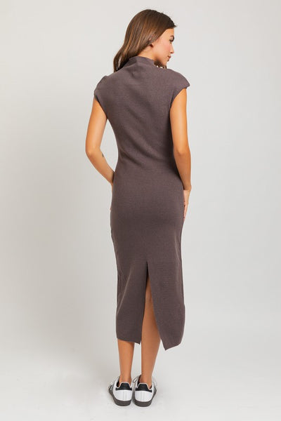 The Cloud Nine Grey Sweater Midi Dress
