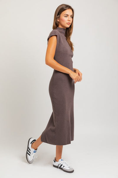 The Cloud Nine Grey Sweater Midi Dress