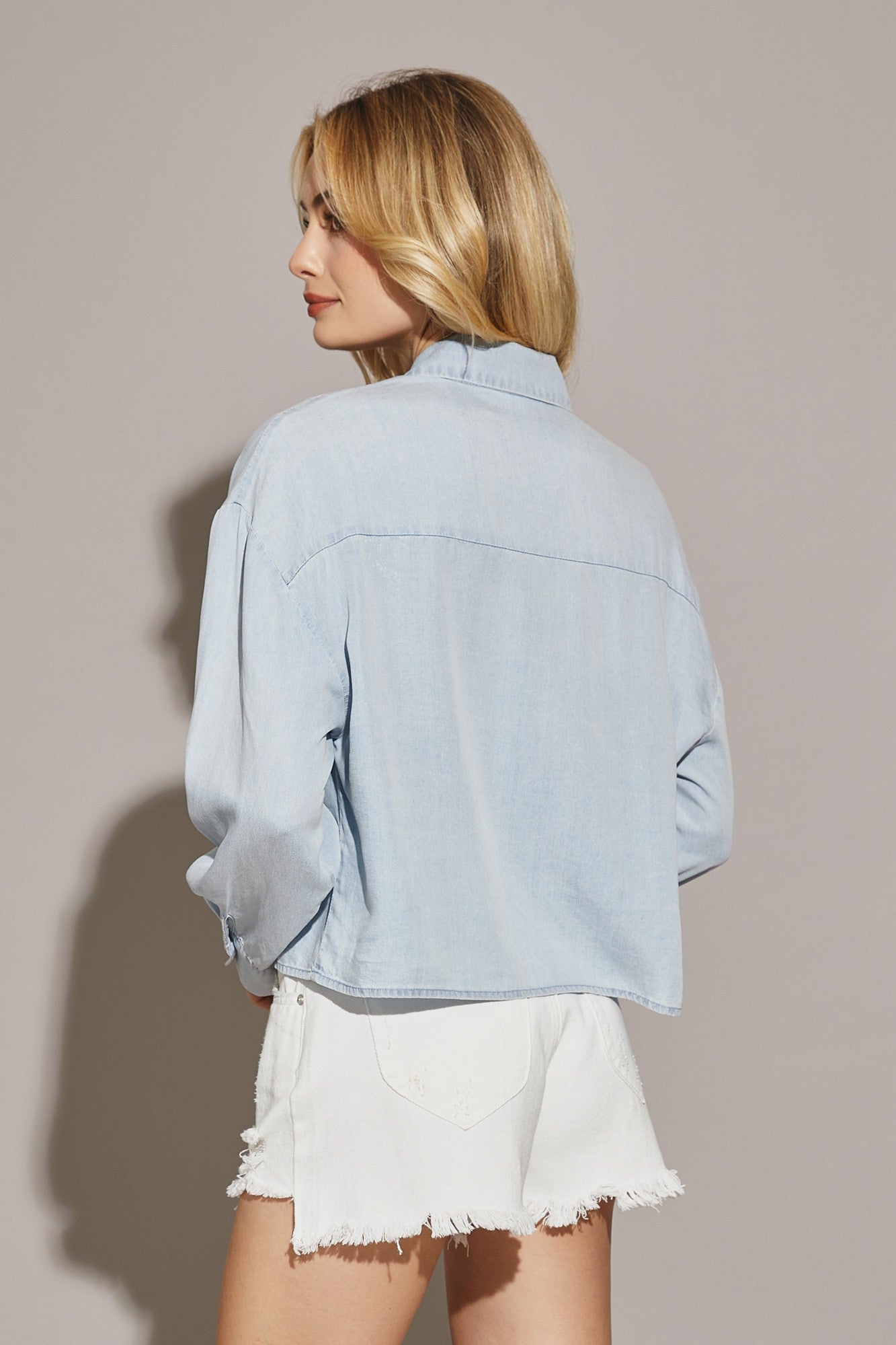 The Effortless Soft Denim Cropped Shirt