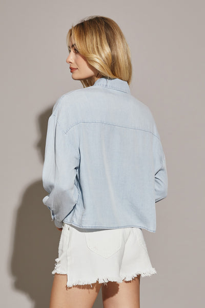 The Effortless Soft Denim Cropped Shirt