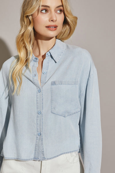 The Effortless Soft Denim Cropped Shirt