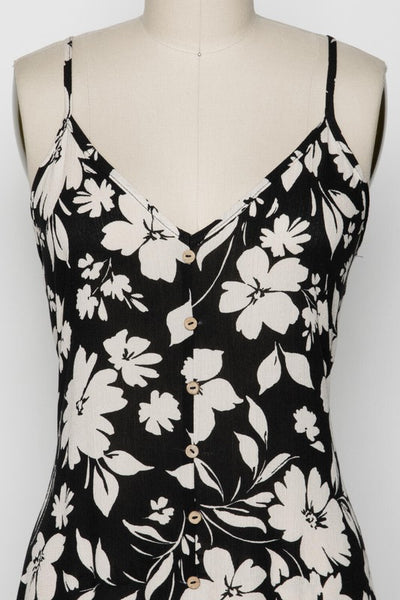 The Falling For You Black Floral Midi Dress