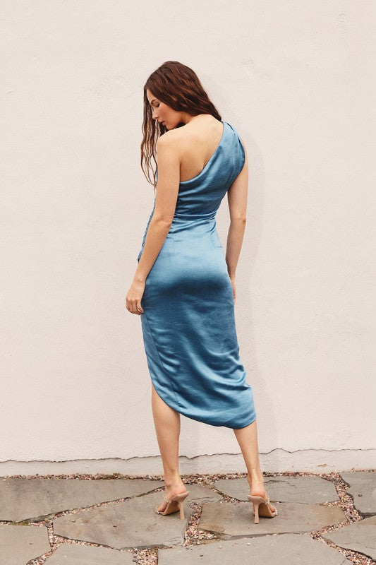 The Endless Sky Satin Midi Dress