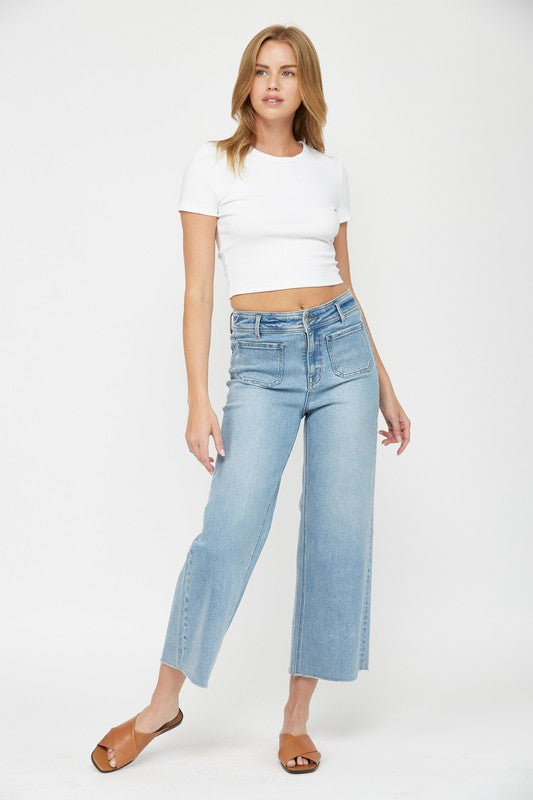 The Wisteria Lane Wide Leg Cropped Jeans